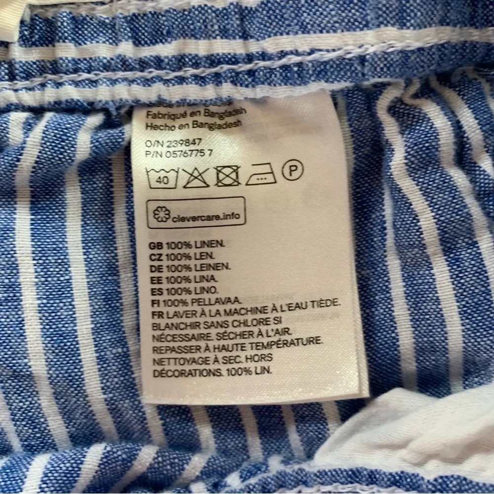 LOGG blue and white striped pinstripe linen pants